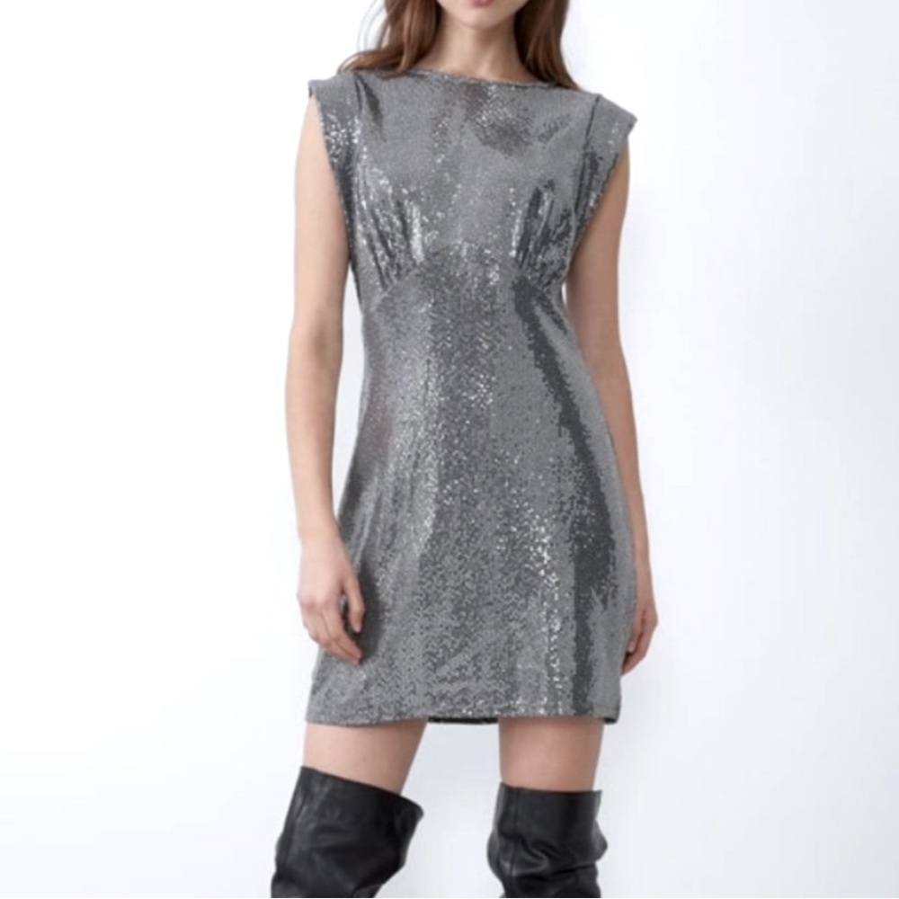 Zara Silver mini dress